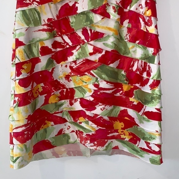 Js  COLLECTION Multicolor Floral V-neck Layered Sheath tiered dress size 8 - Picture 5 of 15